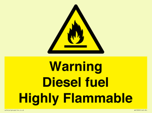Warning diesel fuel Highly Flammable